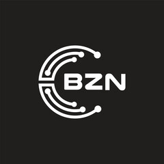 BZN letter technology logo design on black background. BZN creative initials letter IT logo concept. BZN setting shape design.
