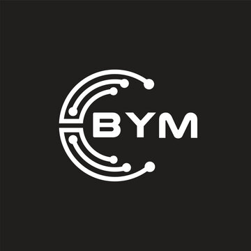 BYM letter technology logo design on black background. BYM creative initials letter IT logo concept. BYM setting shape design.
