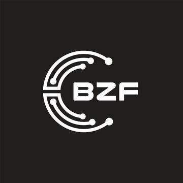 BZF letter technology logo design on black background. BZF creative initials letter IT logo concept. BZF setting shape design.
