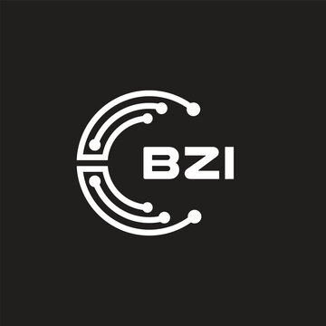 BZI letter technology logo design on black background. BZI creative initials letter IT logo concept. BZI setting shape design.
