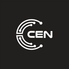 CEN letter technology logo design on black background. CEN creative initials letter IT logo concept. CEN letter design.	
