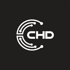 CHD letter technology logo design on black background. CHD creative initials letter IT logo concept. CHD letter design.	

