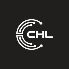 CHL letter technology logo design on black background. CHL creative initials letter IT logo concept. CHL letter design.	
