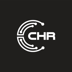 CHR letter technology logo design on black background. CHR creative initials letter IT logo concept. CHR letter design.	
