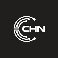 CHN letter technology logo design on black background. CHN creative initials letter IT logo concept. CHN letter design.	
