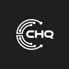 CHQ letter technology logo design on black background. CHQ creative initials letter IT logo concept. CHQ letter design.	
