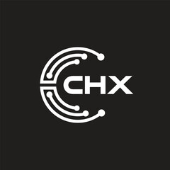 CHX letter technology logo design on black background. CHX creative initials letter IT logo concept. CHX letter design.	
