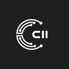 CII letter technology logo design on black background. CII creative initials letter IT logo concept. CII letter design.	
