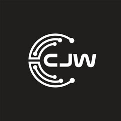 CJW letter technology logo design on black background. CJW creative initials letter IT logo concept. CJW letter design.	
