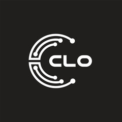 CLO letter technology logo design on black background. CLO creative initials letter IT logo concept. CLO letter design.	
