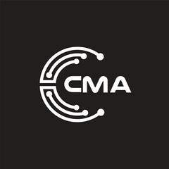 CMA letter technology logo design on black background. CMA creative initials letter IT logo concept. CMA letter design.	
