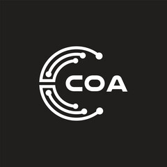 COA letter technology logo design on black background. COA creative initials letter IT logo concept. COA letter design.	
