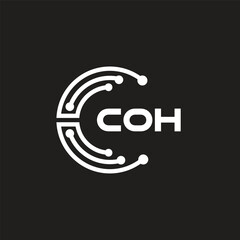 COH letter technology logo design on black background. COH creative initials letter IT logo concept. COH letter design.	
