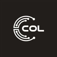 COL letter technology logo design on black background. COL creative initials letter IT logo concept. COL letter design.	
