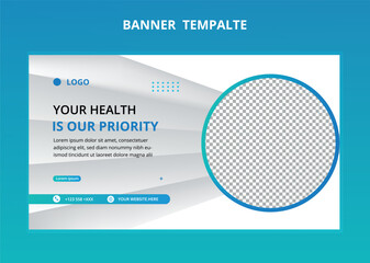 Medical healthcare web banner template. For social media ads. 