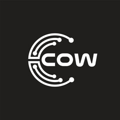 COW letter technology logo design on black background. COW creative initials letter IT logo concept. COW letter design.	
