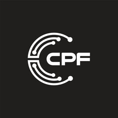 CPF letter technology logo design on black background. CPF creative initials letter IT logo concept. CPF letter design.	

