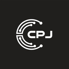 CPJ letter technology logo design on black background. CPJ creative initials letter IT logo concept. CPJ letter design.	
