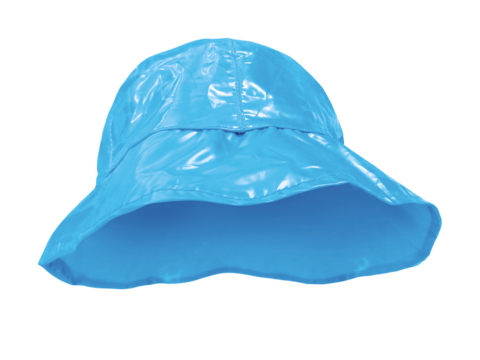 bright blue plastic bucket hat isolated PNG transparent