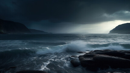 storm over the sea. Generative Ai