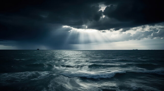 storm over the sea. Generative Ai © Shades3d