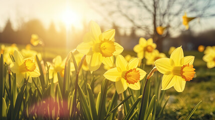 daffodils in the morning. Generative Ai