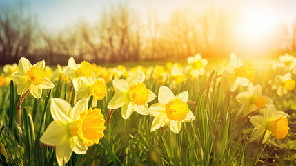 daffodils in the morning. Generative Ai