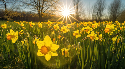 daffodils in the morning. Generative Ai