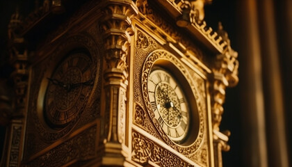 Fototapeta na wymiar Clock tower symbolizes history and elegance generated by AI