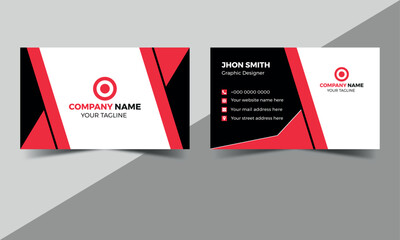 Red and white business card flat design template vector Business card design set template for company corporate style