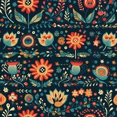 Colorful seamless pattern with flowers. Repeating wallpaper fabric background. Spring texture.