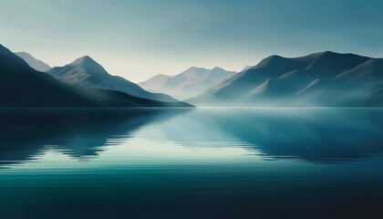 Fototapeta na wymiar Tranquil scene of mountain range reflecting in water generated by AI