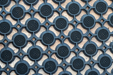 Patterns and shapes in a rubber doormat