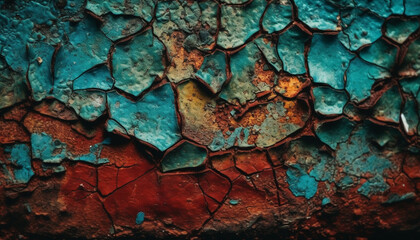 Rusty steel plate on old concrete wall generated by AI