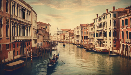 Fototapeta na wymiar Romantic gondola ride at sunset in Venice generated by AI