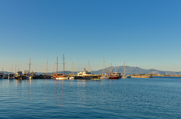 scenic view of Ilica Marina from Yildizburnu esplanade (Cesme, Izmir province, Turkey)