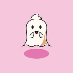 Cute ghost smiling cartoon illustration