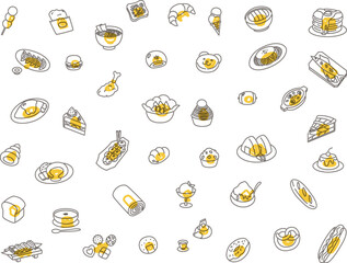 食べ物の壁紙イラストアウトライン