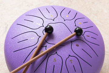 Tongue drum with drumsticks, Purple hang drum