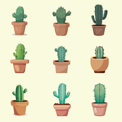 cactus in pots vector illustration