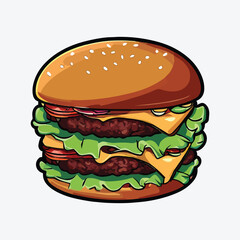 High-detail burger vector illustration isolated with white background