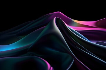 abstract dark black matte cloth with gradient, chromatic aberration, holographic, iridescent chroma flow, design, concept art, Generative AI