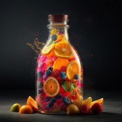 A bottle of fruit Generative AI Generated