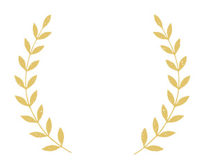 Grunge golden laurel wreath frame with leafy branches