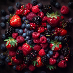 A bowl of fruit with berries Generative AI Generated