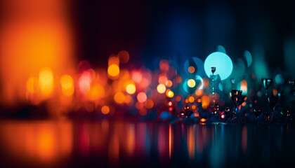 Fototapeta na wymiar Glowing candlelight illuminates vibrant celebration backdrop generated by AI