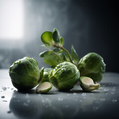 A bunch of brussels sprouts Generative AI Generated