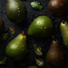 Avocados with water drops Generative AI Generated