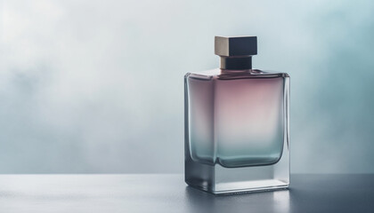 Scented liquid in blue bottle, luxury perfume generated by AI