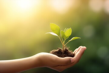 Fototapeta na wymiar life growth plant care leaf green nature agriculture hand ecology. Generative AI.